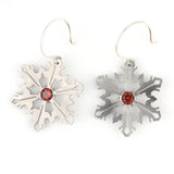 Snowflake Earrings with Red CZ