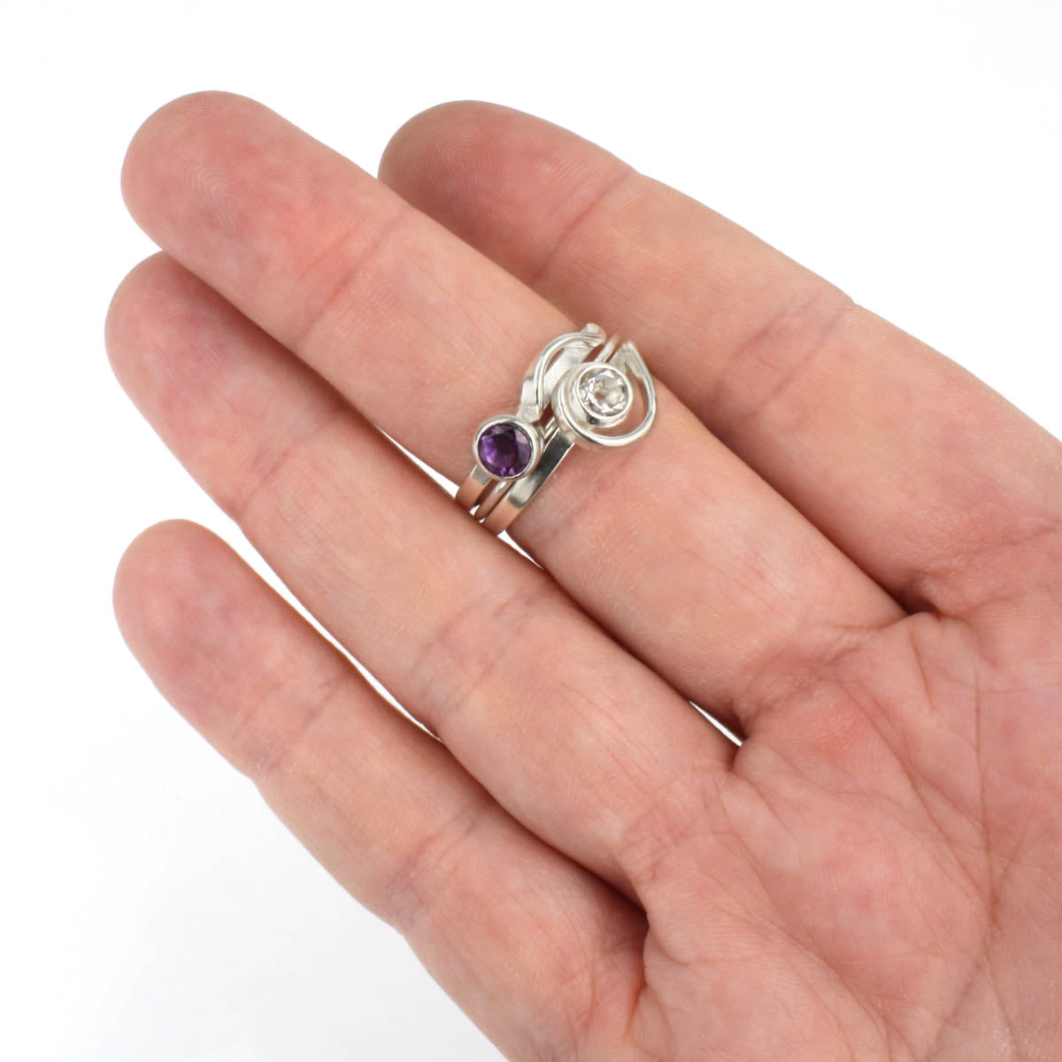 Spiral Ring with 5mm Amethyst