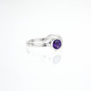 Spiral Ring with 5mm Amethyst