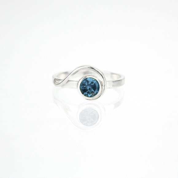 Spiral Ring with 5mm London Blue Topaz