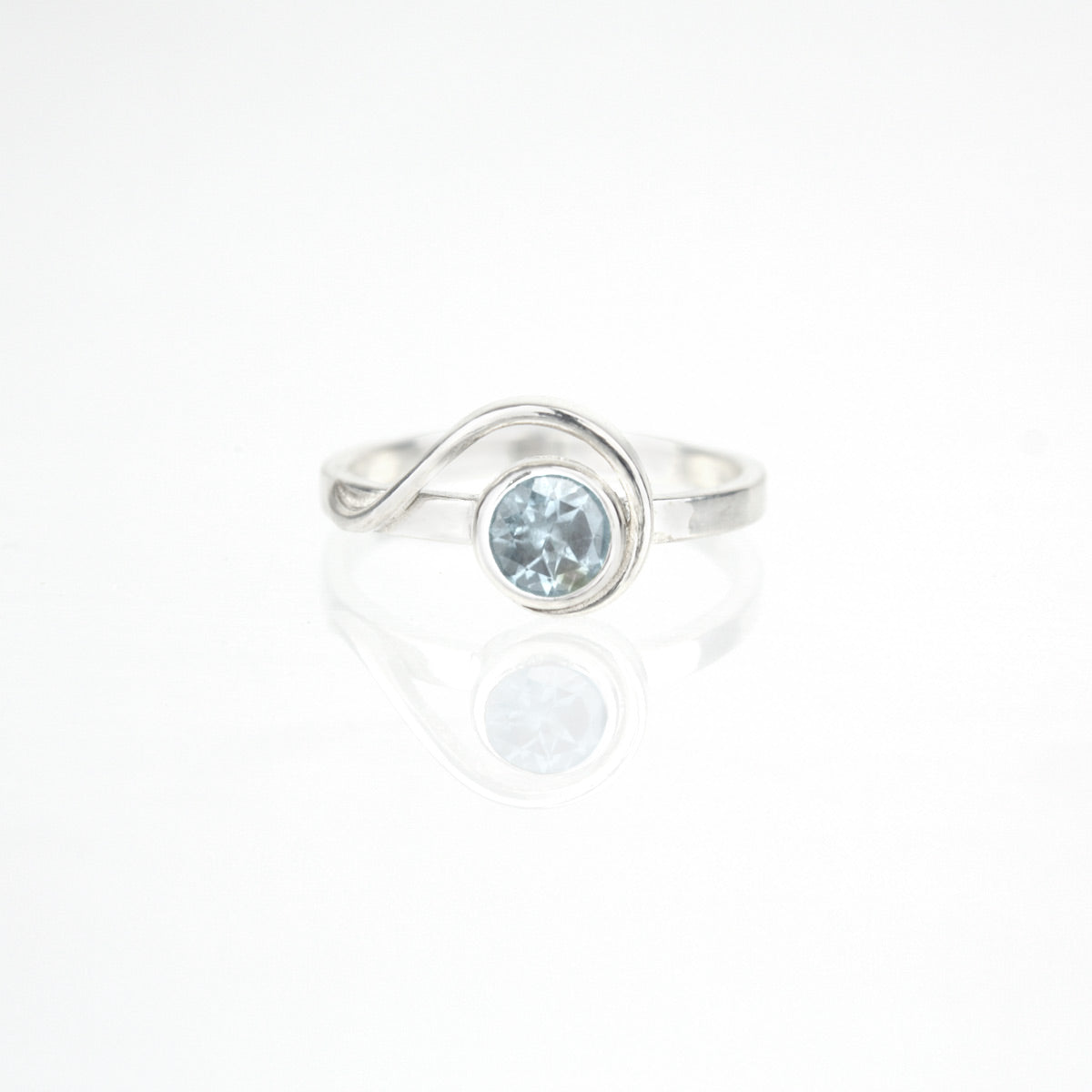Spiral Ring with 5mm Sky Blue Topaz