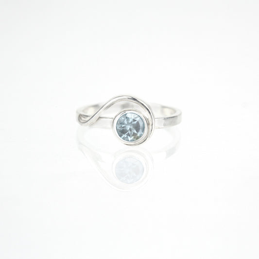 Spiral Ring with 5mm Sky Blue Topaz