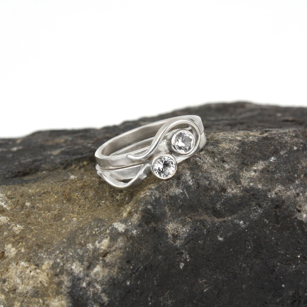 Spiral Ring with White Sapphire