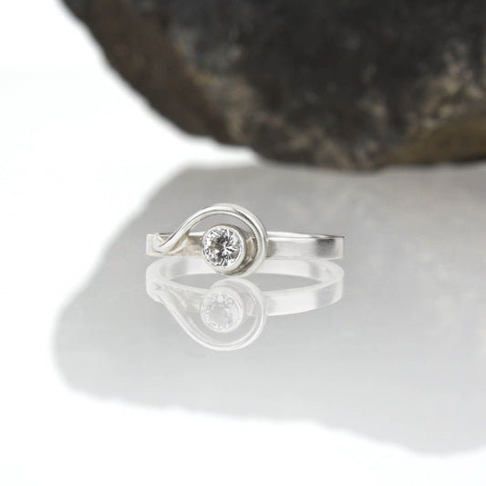 Spiral Ring with White Sapphire