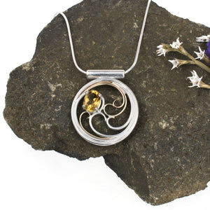 Waves Necklace - Silver & Gold with Citrine