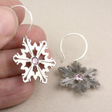 Snowflake Earrings with Pink CZ