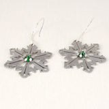 Snowflake Earrings with Green CZ