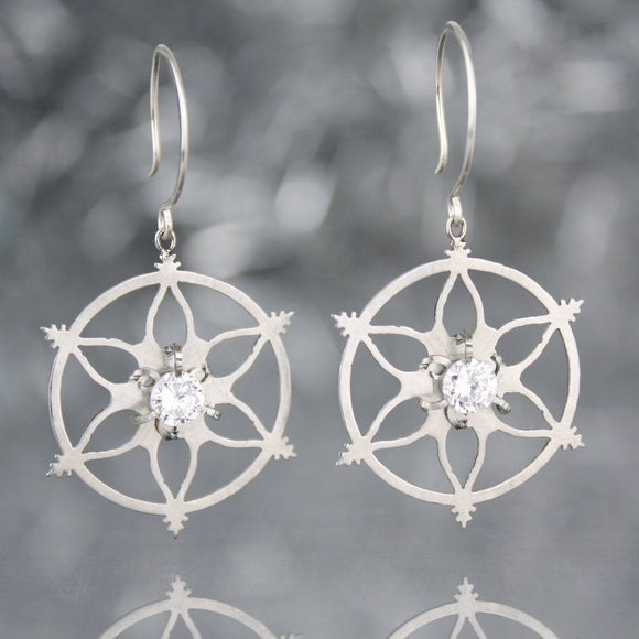 Snowflake Earrings with Cubic Zirconia