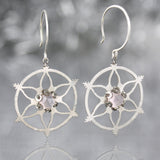 Snowflake Earrings with Rose Quartz