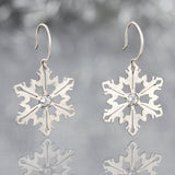 Snowflake Earrings with White CZ