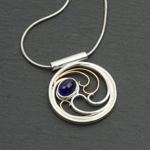 Waves Necklace - Silver & Gold with Iolite
